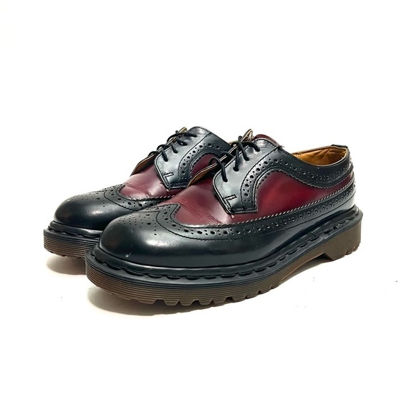 DR. MARTENS | Vintage 1990s black leather brogue wingtip platform oxfords MIE - Picture 1 of 9
